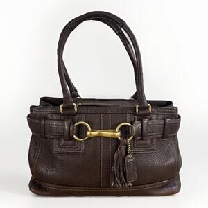 Vintage Coach Hamptons Brown Pebbled Leather Handbag E06S-10212 12x7x4